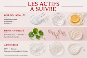 Actifs cosmétiques K-Beauty à suivre : acide hyaluronique, Centella asiatica, peptides et PDRN